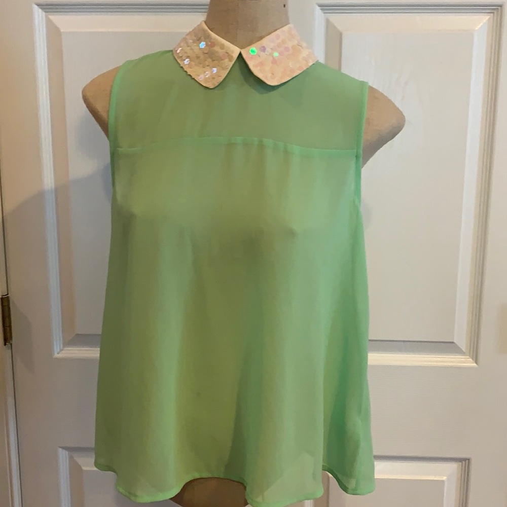 Y2K Forever 21 Blouse embellished women’s size M sheer green